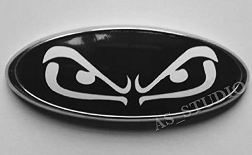 AS STUDIO Böser Blick 2x 95x37mm Emblem Pflaume Folie 84x33mm Schwarz Metall Auto Aufkleber