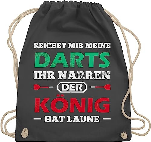 Turnbeutel Rucksack - Dart König Spruch I Dart Geschenk I Geschenk für Dartspieler - Unisize - Dunkelgrau - darts tasche sport vom darten beutel ich bin stoffrucksack stoffbeutel turnsackerl