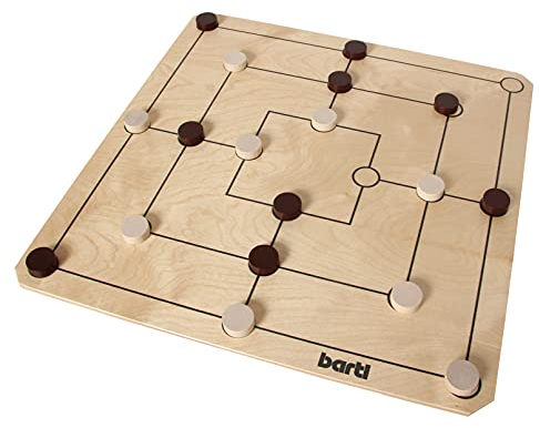 Bartl 107349 Brettspiel Mühle und Dame groß aus Holz XXL Format 50cm x 50cm ideal für Kinder und Senioren