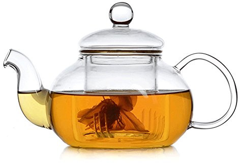 Yithings Teiera in vetro da 250 ml, piccola teiera con infusore in vetro, resistente al calore, per teiere sfuse (250 ml)