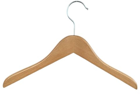 Hagspiel Kleiderbügel aus Holz, Kleiderbügel aus Buchenholz, Natur lackiert (Wasserlack), vernickelter drehbarer Metallhaken, Made in Austria (10 St. Kinderbügel 34 cm)