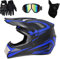 HUSHUI Casco da Motocross, Casco Integrale da Moto MTB Fuoristrada Elettrico Dirt Bike Casco da Motociclista/Mountain Bike con Occhiali Guanti Visiera per Adulti