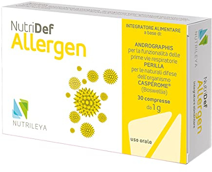 NutriDef Allergen, 30 Compresse Naturali - Per contrastare i Fastidi dovuti alla Stagione Autunnale e Invernale - Anche in caso di Prurito - Con Andrographis, Perilla e Casperome Boswellia - Nutrileya