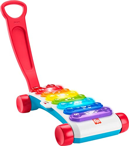 Fisher-Price Leuchtendes Riesen-Xylophon– elektronisches Spiel-Musikinstrument zum Ziehen mit Liedern mit Lerninhalten, für Babys, Kleinkinder ab 9 Monaten, Mehrfarbig, Version: UK-Englisch, HGM29