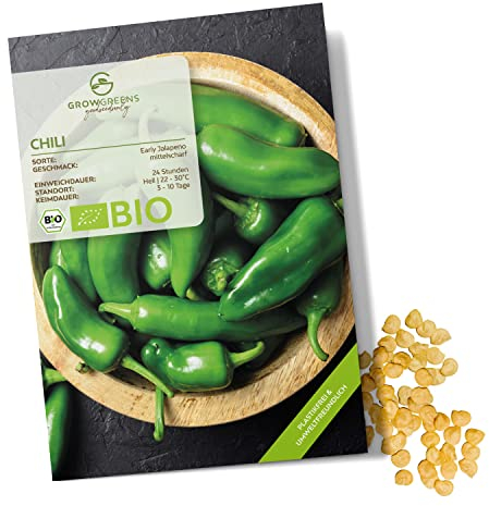 Semi di peperoncino biologici (Early Jalapeno) - Semi di peperoncino da coltivare in giardino, sul balcone e sul orto rialzato