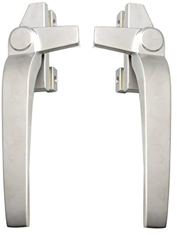 Fenstergriffe aus Aluminiumlegierung, für linke Hand/rechte Hand, kindersichere Fenstergriffe für Doppelverglasung, Schalterfenster (rechts + links – gebürsteter Stahl)