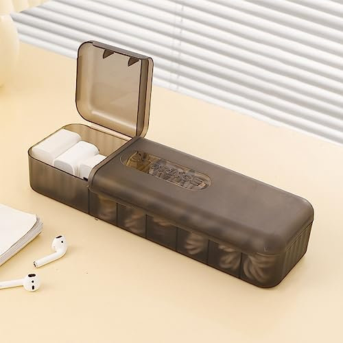 STARRY G Large Cable Organizer Box, 7 Grids Cable Tidy Box with 2 Open Lids, Storage Box for Data Cables, Charger Plug, Visible Cable Management Box - Free 12 Classified Stickers&10 Cable Ties