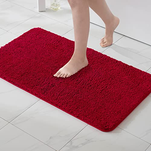 MIULEE Badematte Weiche Badteppich rutschfest Badvorleger Fußmatte Badzimmermatte Bettvorleger Flauschig Teppich Badezimmerteppich Duschmatte für Bade & Wohnzimmer Schlafzimmer 70x120 cm Rot