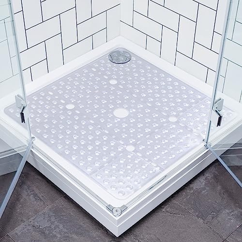Lurowo Duschmatte, rutschfest, groß, quadratisch, 70 x 70 cm, mit Saugnäpfen, antibakteriell, waschbar, für Dusche, Badewanne