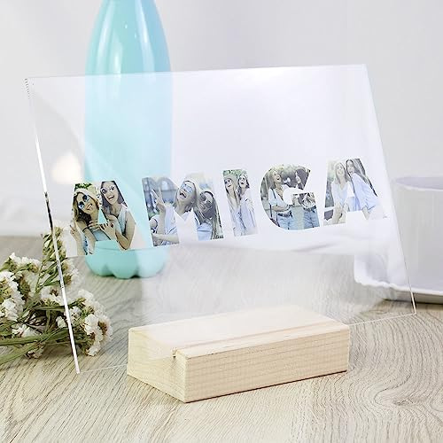 Genérico Placa Transparente Amiga Personalizada Con Foto. Fabricado en Metacrilato. Regalo amiga amigas,