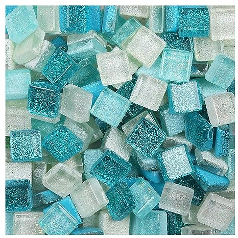 Mosaikfliesen 100 g Glas-Mosaikfliesen, glitzernd, gemischte Farben, quadratische Steine, DIY-Kunst, Mosaikherstellung for Bastelarbeiten, Hobby, Kunst, Heim- und Wanddekoration Glasfliesen ( Color :
