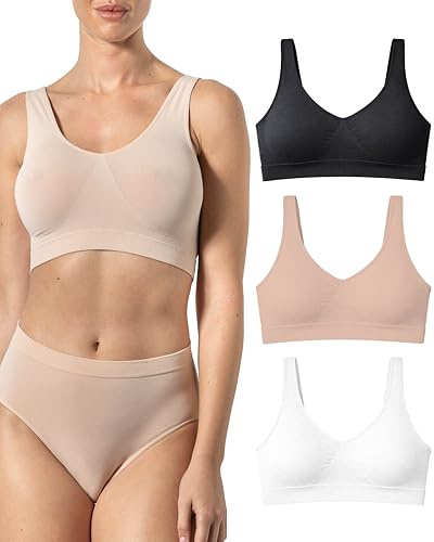 Risalti Soutiens-Gorge Femme Bambou Épaules Large 3 Pc - Soutien Gorge sans Armature Support Léger, Brassiere Femme sans Armature, Soutiens-Gorge Classiques sans Coutures- Made in Italy