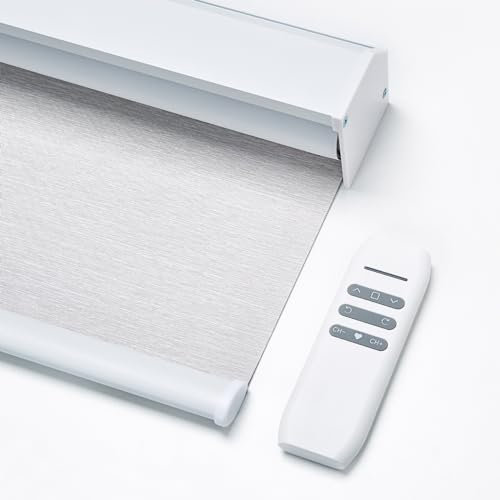 JOYENG Motorised Blinds, Blackout, Automatic Shades, Remote Control, Cordless, Room Darkening, Smart Window Blinds, Customized Size (Textured Coffee)