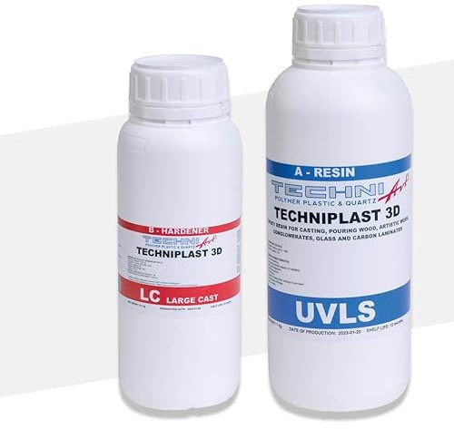 TECHNIPLAST 3D UVLS & LC – Hochleistungs Epoxidharz, UV Beständig, Epoxy Resin Kristallklare Oberfläche (Set mit 2 Komponenten)
