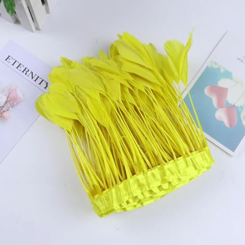 ORGEFY Gefärbte Gänsefedern, Dekoration für Zuhause, Party, Kleidung, Nähen, Handarbeit, Zubehör, Bastelfedern, 2 Yards, Gelb