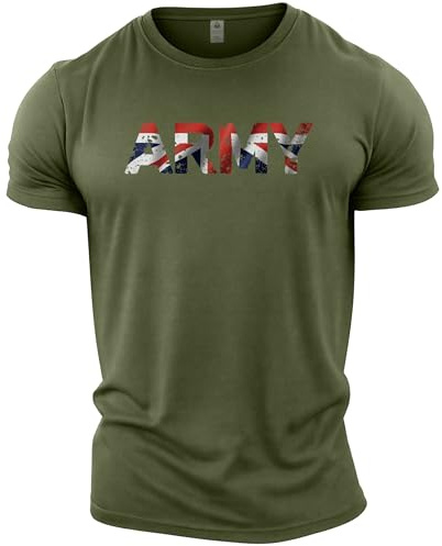 GYMTIER Army UK Flag - Men's Gym T-Shirt - Bodybuilding Workout Top