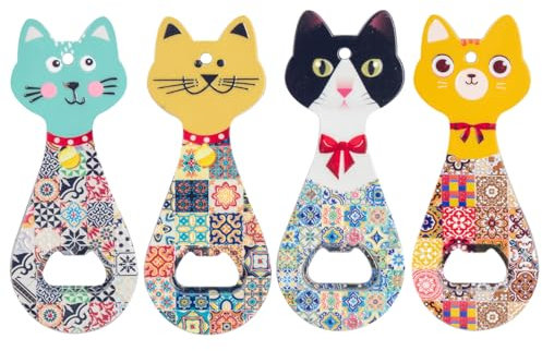 ORIGEN Home Decor Destapador Gato 4U Abrebotellas Plateado 1x14x6cm - Accesorio Ideal para Amantes del Vino y la Cerveza