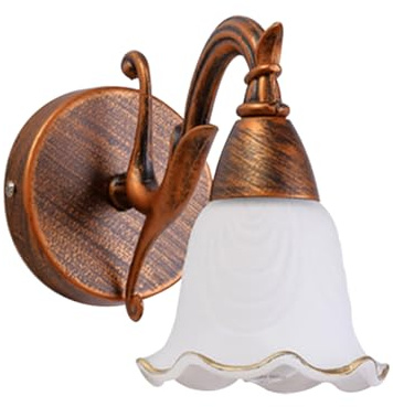 YFMYY Applique da Parete Vintage Europeo, Lampada da Parete retrò in Metallo Dorato Dipinto a Colori, apparecchio di Illuminazione a Parete per Interni, Lampada da Parete in Vetro Floreale
