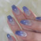 Irikdescia 24 Stück Nägel Zum Aufdrücken, Blaue Blendende Farbverlauf Künstliche Nägel, Almond-Formige Press On Nails Nagelspitzen, Falsche Nagelspitzen