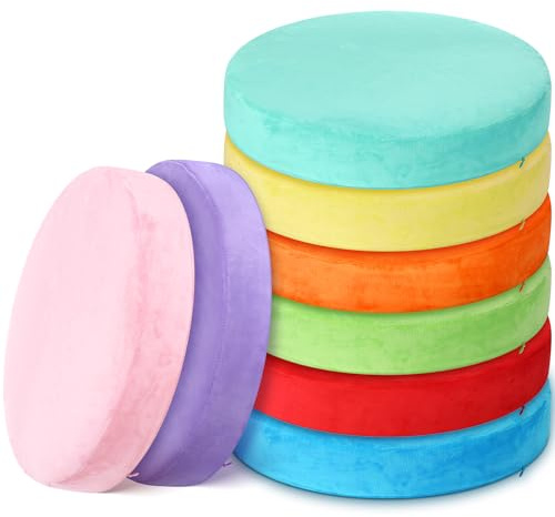 GlikCeil Round 8 Pcs Floor Pillow Cushions for Kids 15'' Soft Flexible Seating on Floor Cushions Chair Seats for Reading Corner Playroom Daycare Preschool Kindergarten Classroom Elementary