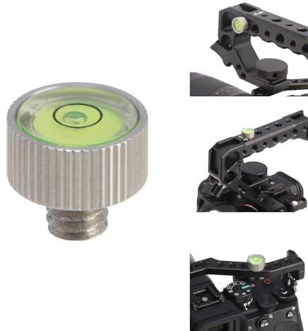 FocusFoto Edelstahl-Wasserwaage-Messwerkzeug mit 6,35 mm (1/4 Zoll) 20 Befestigungsschraube zur Befestigung am Kamerakäfig, Griff oben, Platten, Stativ, Fotografie-Video-Rig