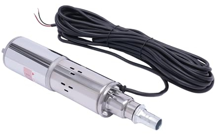 Tiefbrunnenpumpe 180W 12V 1200 L/h Gartenpumpe Brunnenpumpe Edelstahl Sandkompatibel, Förderhöhe max. 34 m, Tauchpumpe Pumpe Zisterne mit 17m Kabel