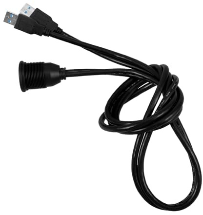USB 3.0 Dual USB Anschlusskabel mit 2 Anschlüssen für Auto | Kupfer und Pvc, Kompatibel mit USB 2.0, Schwarz, für Marine und Motorrad, Flexible Ausführung