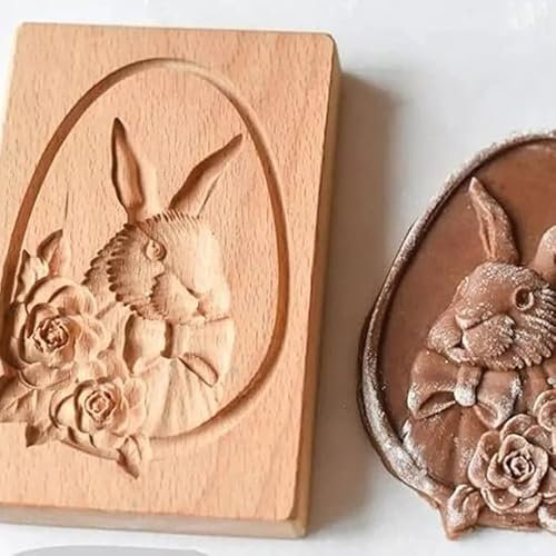 Molde de madera para galletas, molde tallado en 3D, cortador de galletas en relieve, moldes de sello de prensa de galletas para Halloween, Acción de Gracias, Navidad, Pascua, cocina, bricolaje