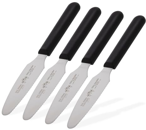 Otto Herder Manicure 2in1 Brötchenmesser aus rostfreiem Edelstahl, 4er Set, 21 cm, mit Glattschliff und Wellenschliff, zum Schneiden und Bestreichen, mit Griff aus Kunststoff