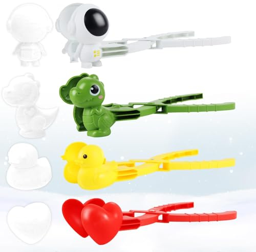 ACTOYS Giochi Sulla Neve 4 Pezzi Clip a Palla di Neve, 34 cm Creatore Palle di Neve, Strumento per Fare le Palle di Neve, Stampo Palla di Neve, Giochi Neve Bambini per Attività All'aperto Sulla Neve