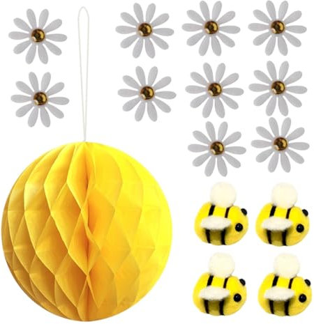 WESIEVYA Wabenbälle Aus Papier Hängende Dekoration DIY Für Party Geburtstag Hochzeit Fest Mit Bienen Und Blumenmotiven Leicht Und Robust