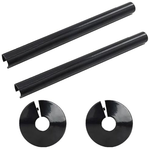 REEKNOKOL 2 Pezzi Copritubo e collari per radiatori, copritubo in plastica Copritubo Nero Copritubo 15 mm x 200 mm Collari per Tubi radiatore per rifinire e Proteggere i Fori dei Tubi