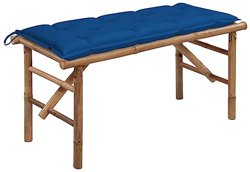 CINDERFUL Klappbare Gartenbank mit Auflage 118 cm Bambus,Klappbare Gartenbank aus wetterfestem Bambus mit bequemer Auflage Terrassen Sitzmöbel, Gartenbänke