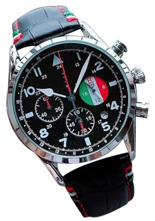 Automatikuhren für Herren – Herrenuhr mit Edelstahlgehäuse, 24-Stunden-Anzeige, Lederarmband, Armbanduhr für Herren, vielseitig einsetzbar, wasserdicht, stilvolles Zubehör, Schwarz, Refer to