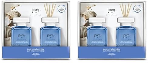 ipuro - Essentials Raumduft SUNNY BEACHTIME 2x50ml | Raumerfrischer mit Grapefruit, Zitrone & weißem Moschus Duft Aroma | Diffuser mit Stäbchen | Lufterfrischer für die Wohnung (Packung mit 2)