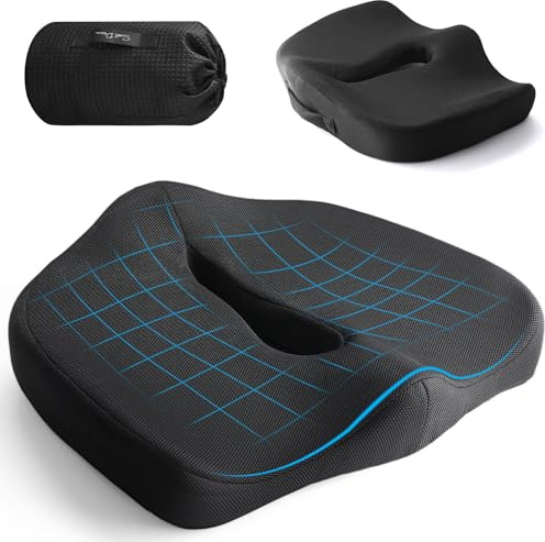TOSUTO Cuscino Sedia Ufficio,Cuscino Ortopedico Seduta per Coccige,Alleviare Dolore Alla Schiena, Memory Foam Cuscino Ergonomico Sedia Ufficio, Fodera Antiscivolo e Lavabile,per Auto Ufficio e Sedia