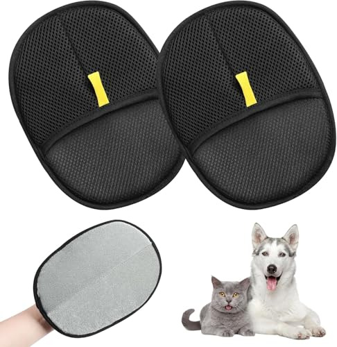 Katzenpflege-Handschuh, statische Entfernung, Tierhaarentferner, doppelte Reinigung, seitliche Fellpflege für Haustiere, wiederverwendbar, vielseitig zum Waschen, Enthaaren, Wischbürste, Katzen und
