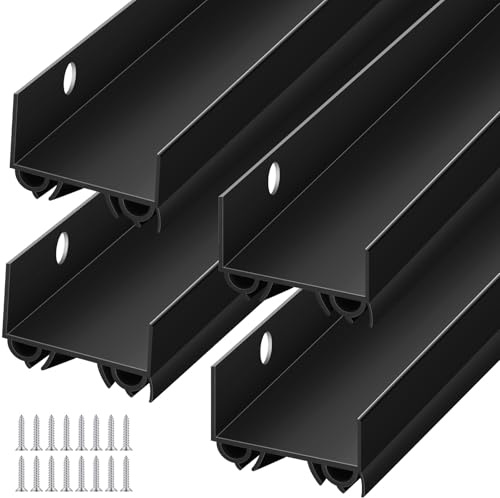 Lineshading 4 Sets Door Sweep Plastic PVC 1 3/4 x 36 Slide on Bottom Exterior Door Seal Strip for Weather Stripping Draft Stopper (Black)