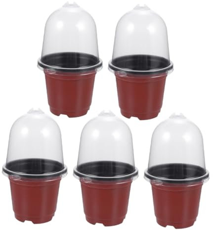 SUPVOX 5pcs Plastic Nursery Pots Set with Transparent Humidity Dome Reusable Plant Containers for Gardening for Seedlings Flower Cultivation