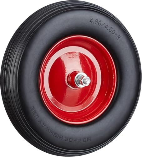 FYRKANT Ruota Pneumatica 3.50-8 per carriola | Cerchio in Acciaio | Battistrada Rigato | Diametro 35cm Larghezza 9cm Perno da 210 mm