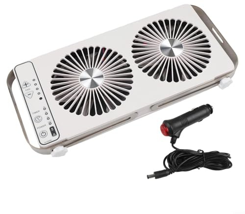 HOHOVYVY Ventilator 12V Wohnmobil,Wohnmobil Dachfenster Ventilator Doppelreihen Lüfter Mit 4 Geschwindigkeitsstufen 37,5-58,9CM Verstellbar(White)