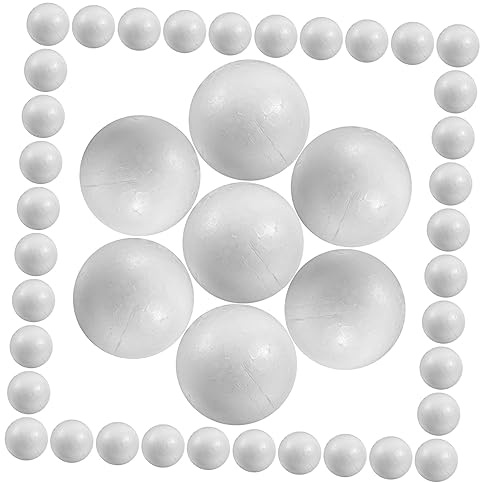 BELLIFFY 50pezzi Palline Polistirolo Bianche Rondonde Palline Artigianali da Solide per Decorazioni Nuziali e Feste per Modelli Molecolari e attività Creative