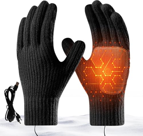 Sghtil Guantes térmicos para Hombre, Calentadores de Manos eléctricos con Pantalla táctil USB, Guantes de Invierno para Senderismo, Correr, Deportes, Hombres, Mujeres, Viajes, construcción