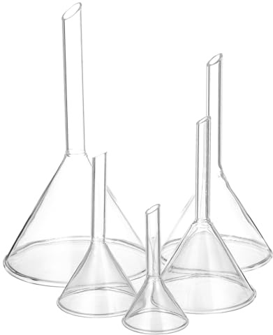 PRETYZOOM 5piezas Embudos De Vidrio De Laboratorio Triángulares Con Tubo Resistentes y Reutilizables Para Transferencia Precisa Química y Botellas Alta Resistencia Térmica Variados
