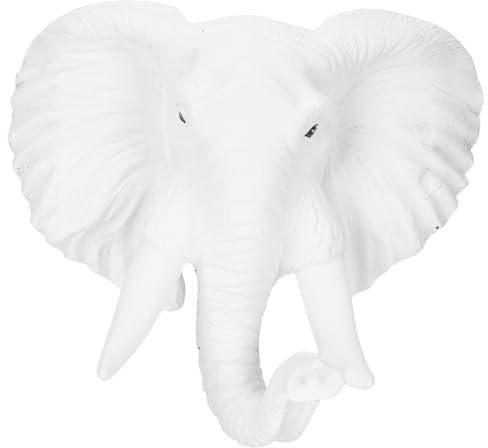 Garneck Cabeza de Elefante Artificial Escultura de Pared en Resina Textura Especial de Color Claro, Decoración Fácil de Colgar y Acabado Delicado para Baños y Obsequio de Cumpleaños