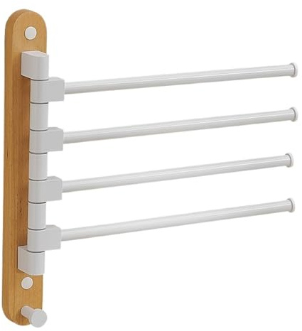 Holz 2–5 Drehbare Handtuchstangen, Kleiderbügel, Bademantel, Handtuchhalter, Wandmontage, Drehbares Badezimmer-Zubehör Einfache Installation(B4)