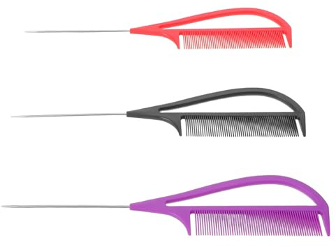 CLISPEED Peines para Cardar y Peinar Cabello 3 Unidades Metálicos Tamaño Mediano Profesionales para Peluquería y Salón Punta Fina para Separación y Moldeado Preciso