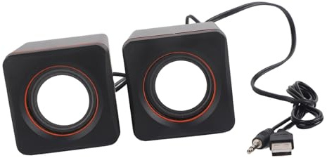 ZASCHMOY Altavoces Estéreo USB Mini Cube - Altavoces Compactos con Cable Jack de 3,5 Mm para Computadora de Escritorio y Portátil - Salida de Potencia Ultraportátil de 1,5 W - Diseño Lindo y