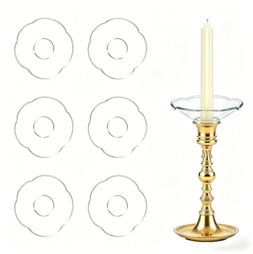 FuncHardwa 6PCS Tropfenfänger für Kerzen, Gläser Kerzentropfschutz, Kerzenständer Stabkerzen für Hochzeit Wohnzimmer Weihnachten (Blütenblattförmig)