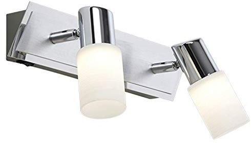 Trio-Leuchten LED-Balken Aluminium gebürstet/chrom, Glas weiß gewischt, inklusiv 2x 5W LED, Breite: 36 cm 821470205